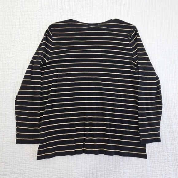 Lauren Ralph Lauren Green Label Top Size 1X Black & Gold Metallic Striped - Picture 9 of 14